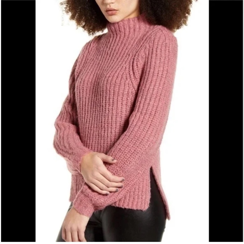 Leith Women’s Raspberry Mock Neck Chunky Knit Sweater New X Small Winter Fall